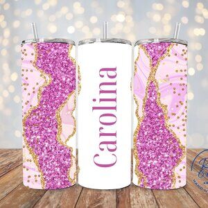 Personalized Purple Tumbler, Custom Glitter Tumbler, Birthday Gift For Her